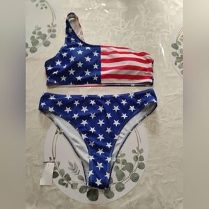 Patriotic One-Shoulder Bikini Set
